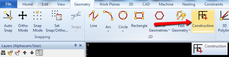 construction geometry in alphacam